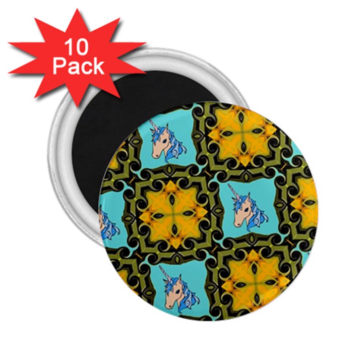 Orange Unicorn 2.25  Button Magnet (10 pack)