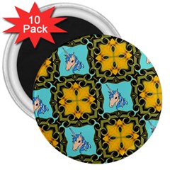 Orange Unicorn 3  Button Magnet (10 Pack)