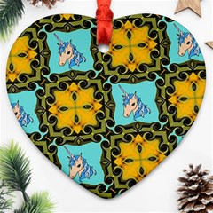 Orange Unicorn Heart Ornament (two Sides)