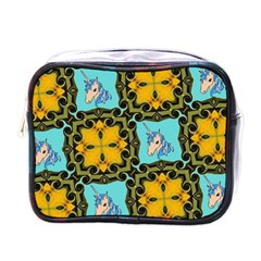 Orange Unicorn Mini Travel Toiletry Bag (one Side)