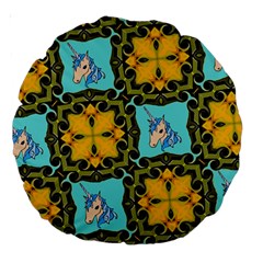 Orange Unicorn 18  Premium Round Cushion 