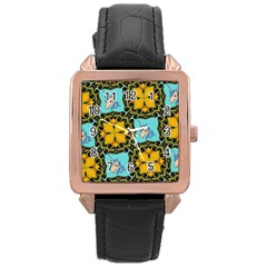 Orange Unicorn Rose Gold Leather Watch 