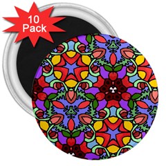 Bright Colors 3  Button Magnet (10 Pack)