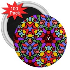 Bright Colors 3  Button Magnet (100 Pack)