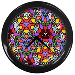 Bright Colors Wall Clock (Black) Front