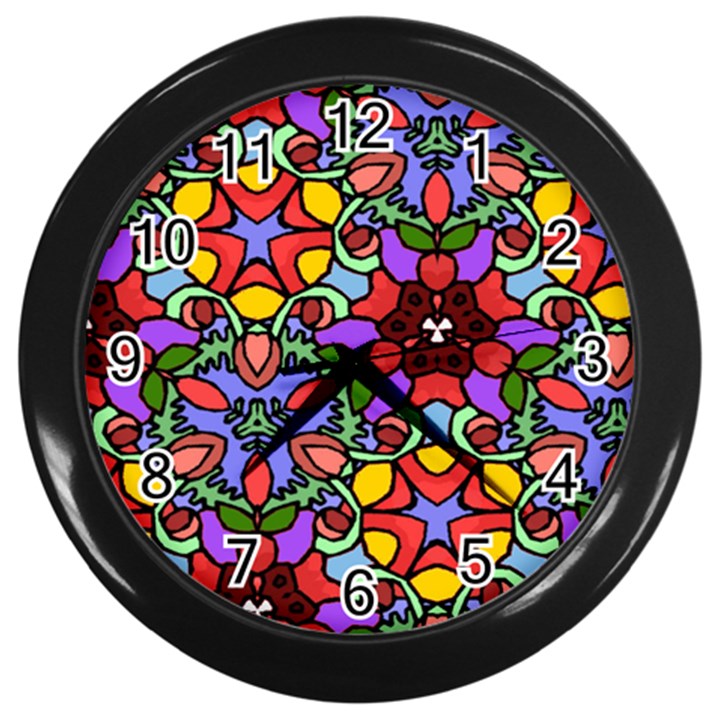 Bright Colors Wall Clock (Black)