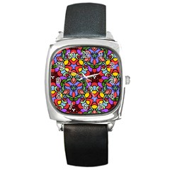 Bright Colors Square Leather Watch