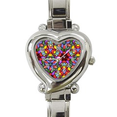 Bright Colors Heart Italian Charm Watch 