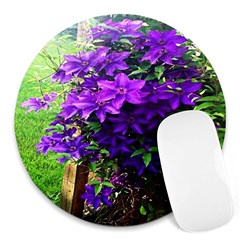 Purple Flowers 8  Mouse Pad (round) by Rbrendes