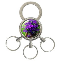 Purple Flowers 3-Ring Key Chain