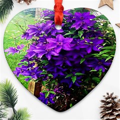 Purple Flowers Heart Ornament (Two Sides)