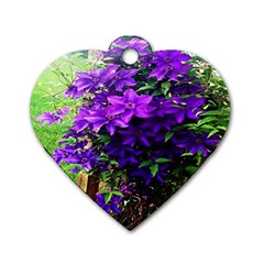 Purple Flowers Dog Tag Heart (Two Sided)