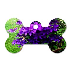 Purple Flowers Dog Tag Bone (Two Sided)