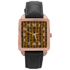 Bamboo Rose Gold Leather Watch 