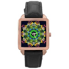 Big Burst Rose Gold Leather Watch 