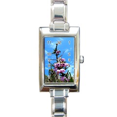 Pink Flower Rectangular Italian Charm Watch