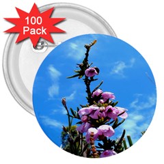 Pink Flower 3  Button (100 Pack) by Rbrendes