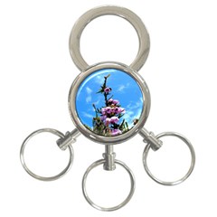 Pink Flower 3-ring Key Chain