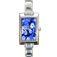 Blue Flowers Rectangular Italian Charm Watch