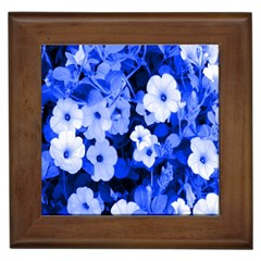 Blue Flowers Framed Ceramic Tile by Rbrendes