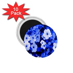 Blue Flowers 1 75  Button Magnet (10 Pack)