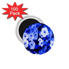 Blue Flowers 1 75  Button Magnet (100 Pack) by Rbrendes