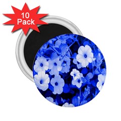 Blue Flowers 2 25  Button Magnet (10 Pack)