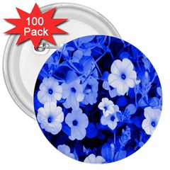 Blue Flowers 3  Button (100 Pack) by Rbrendes