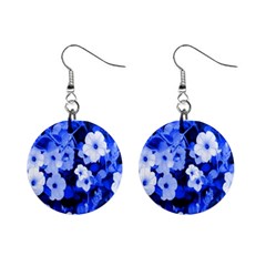 Blue Flowers Mini Button Earrings