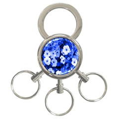 Blue Flowers 3-ring Key Chain