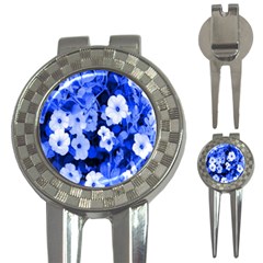 Blue Flowers Golf Pitchfork & Ball Marker by Rbrendes