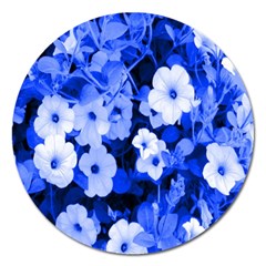 Blue Flowers Magnet 5  (round)