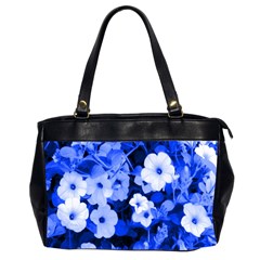 Blue Flowers Oversize Office Handbag (two Sides)