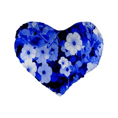 Blue Flowers 16  Premium Heart Shape Cushion 