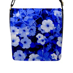 Blue Flowers Flap Closure Messenger Bag (large)