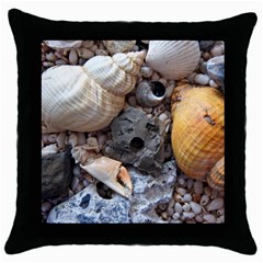 Beach Treasures Black Throw Pillow Case