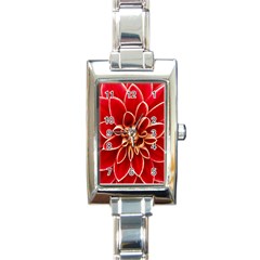 Red Dahila Rectangular Italian Charm Watch