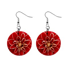 Red Dahila Mini Button Earrings