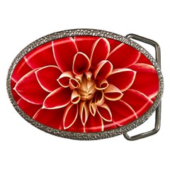 Red Dahila Belt Buckle (Oval)