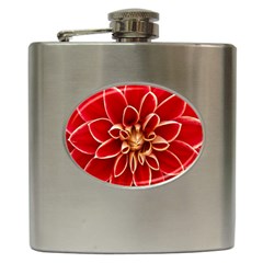 Red Dahila Hip Flask