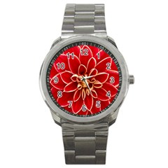 Red Dahila Sport Metal Watch