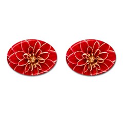 Red Dahila Cufflinks (Oval)