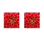 Red Dahila Cufflinks (Square) Front(Pair)