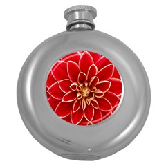 Red Dahila Hip Flask (Round)