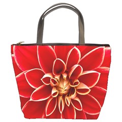 Red Dahila Bucket Handbag