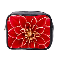 Red Dahila Mini Travel Toiletry Bag (Two Sides)