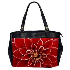 Red Dahila Oversize Office Handbag (One Side)