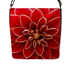 Red Dahila Flap Closure Messenger Bag (Large)