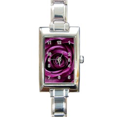 Deep Purple Rose Rectangular Italian Charm Watch by Colorfulart23