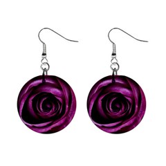 Deep Purple Rose Mini Button Earrings by Colorfulart23